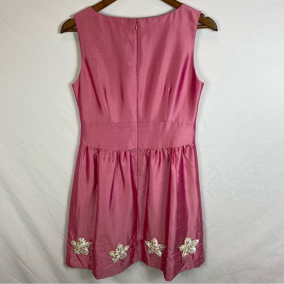 Fiori Di Zucca Pink Silk Sea Shell Embellished A Line Dress Size 8 - Picture 4 of 11